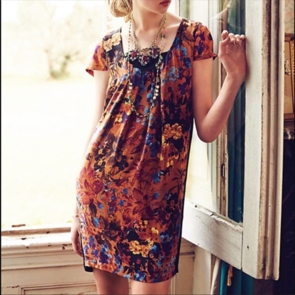 Anthropologie Maeve Pintura silk shift dress